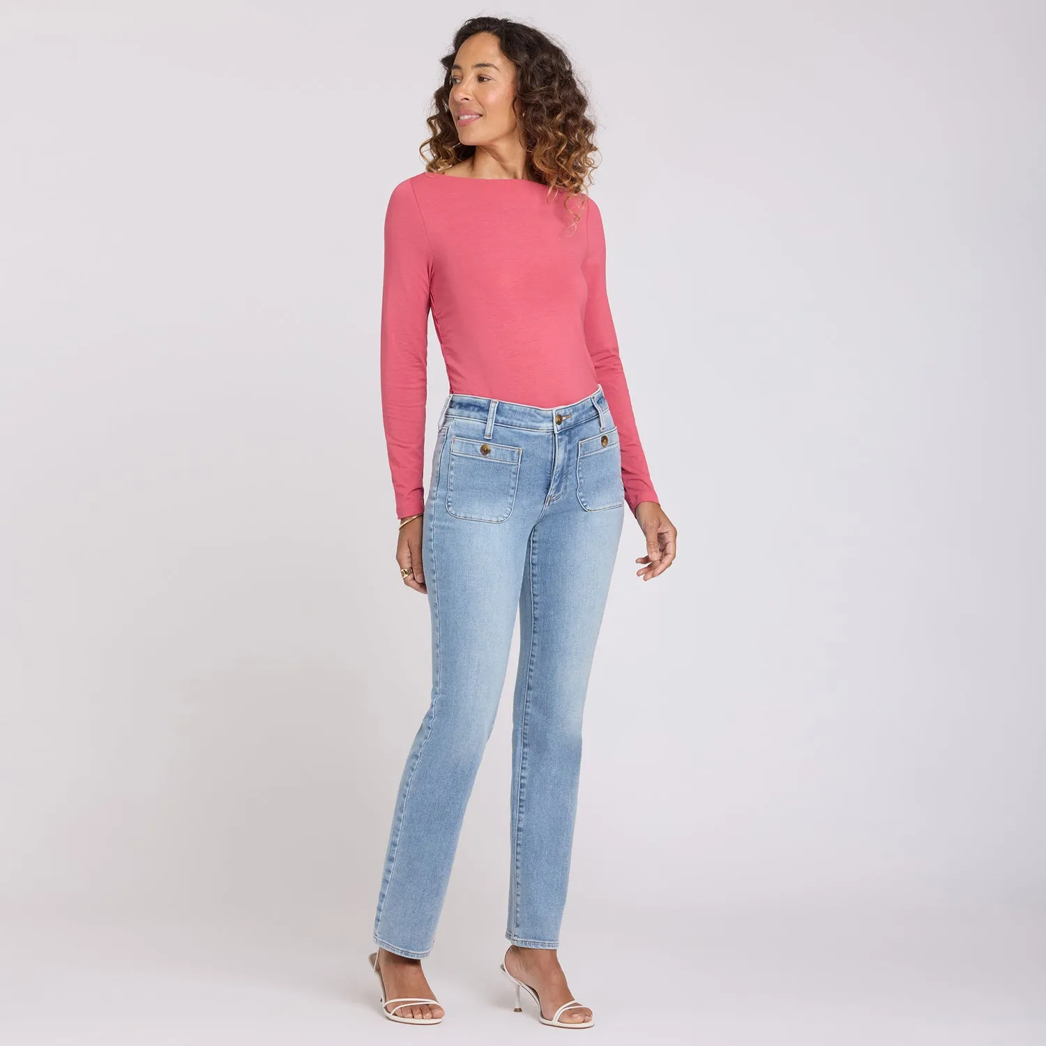 NYDJ Marilyn Straight Jeans Mist Springs Blau