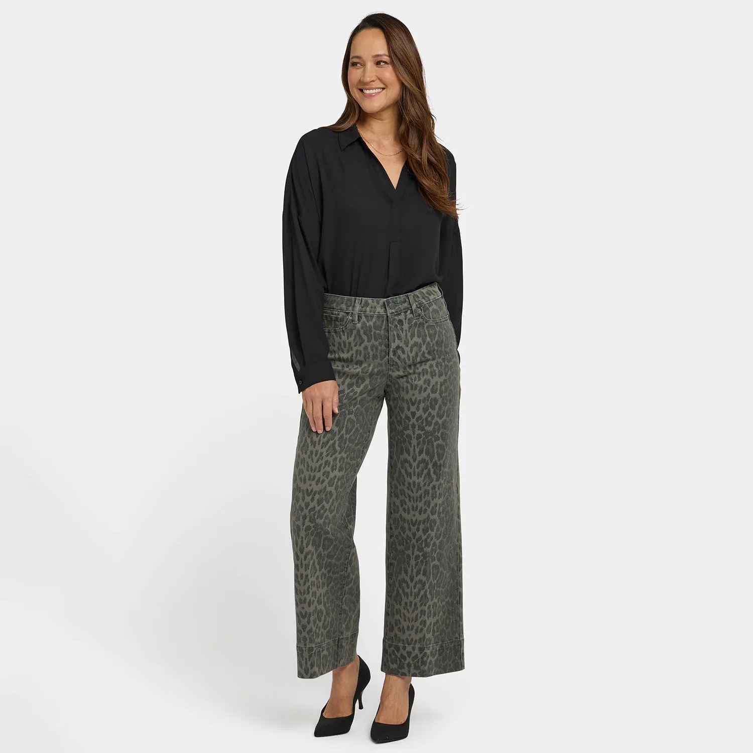 NYDJ Teresa Wide Leg Ankle Jeans Leo Grün