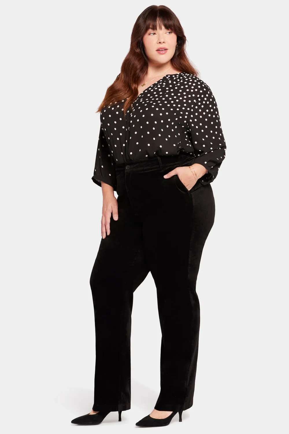 NYDJ Straight Leg Trouser Hose Schwarz Plus Samt