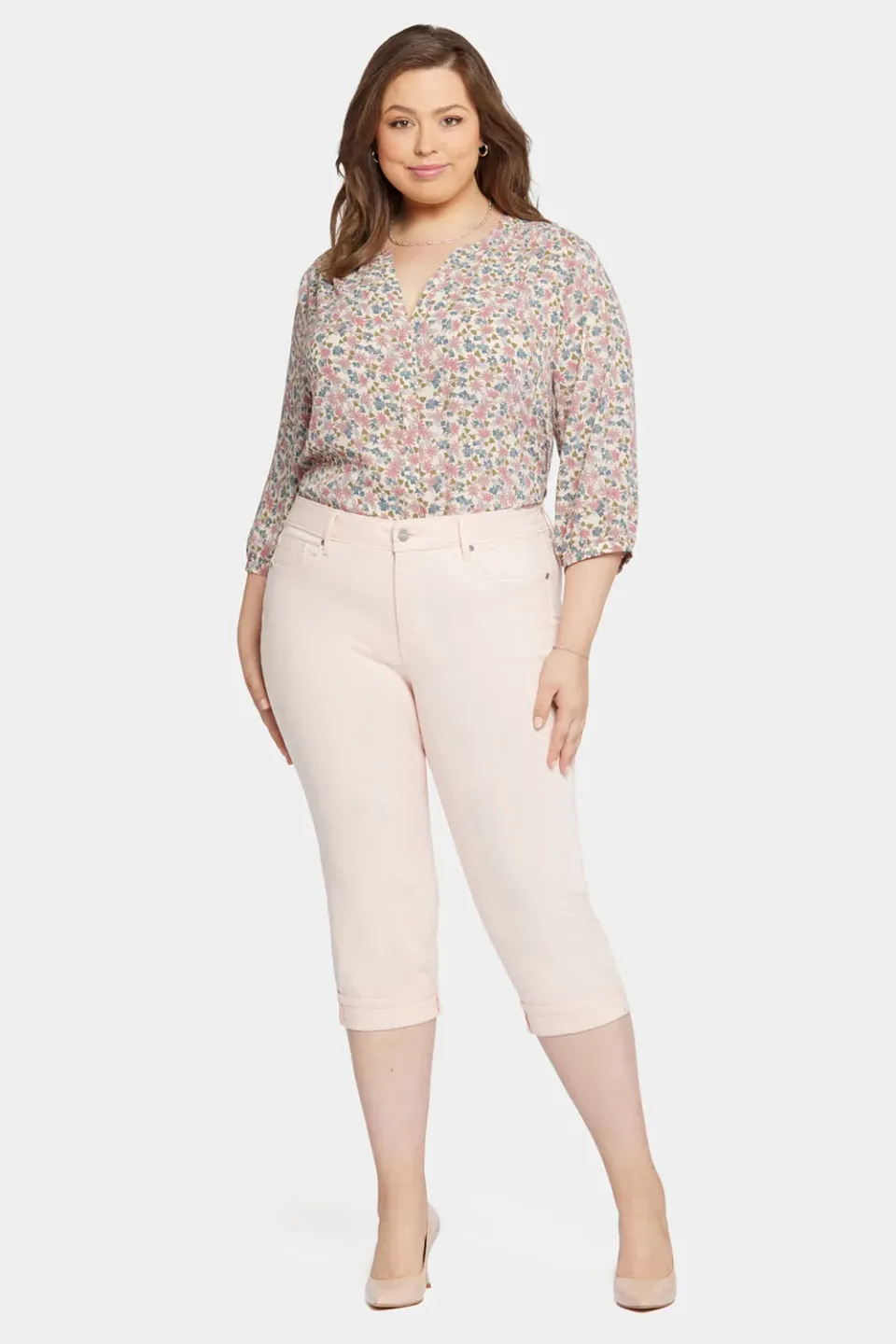NYDJ Marilyn Straight Crop-Jeans Pink Dusk Plus Size