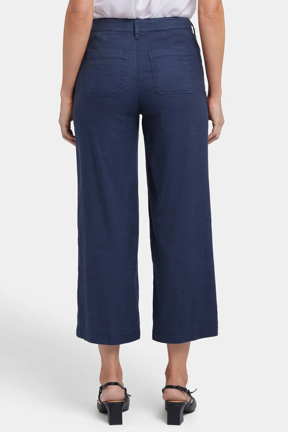 NYDJ Wide Leg Cargo Capri Caprihose Oxford Navy Petite Stretch-Leinen