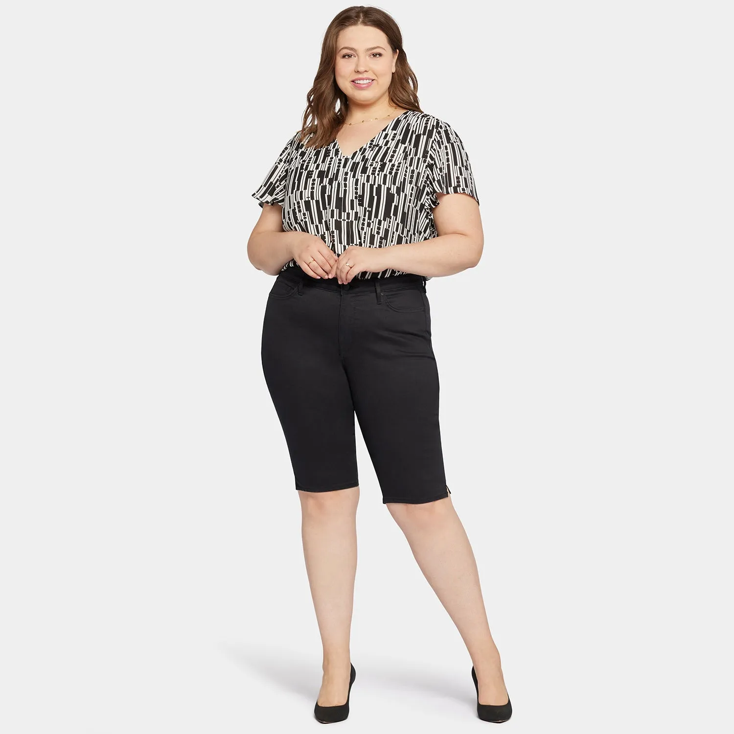 NYDJ Sophie Bike Capri Jeans Plus Size Black Stretch