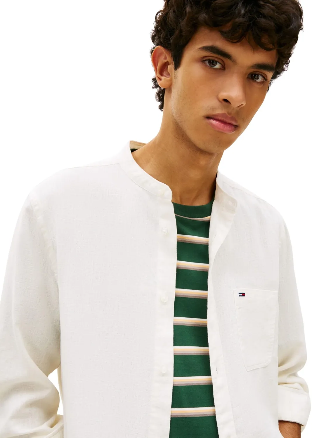 Tommy Jeans TJM Reg Linen Hemd DM0DM22756 Herren Leinen langarm