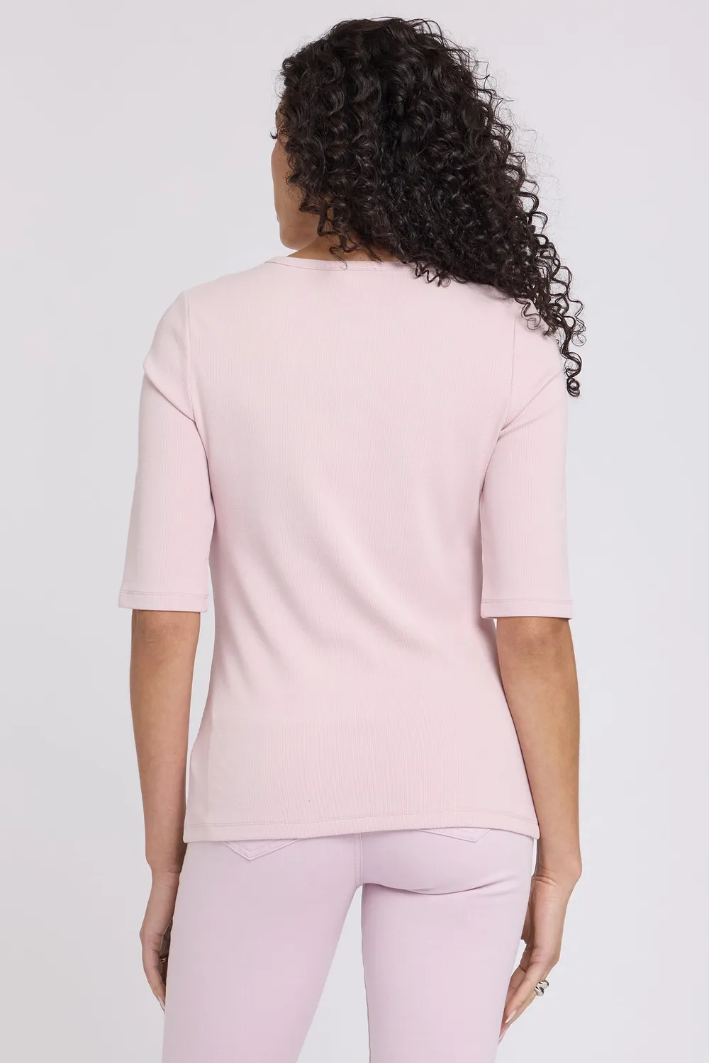 NYDJ Ribbed Elbow Henley Shirt Rock Flower Knopfleiste