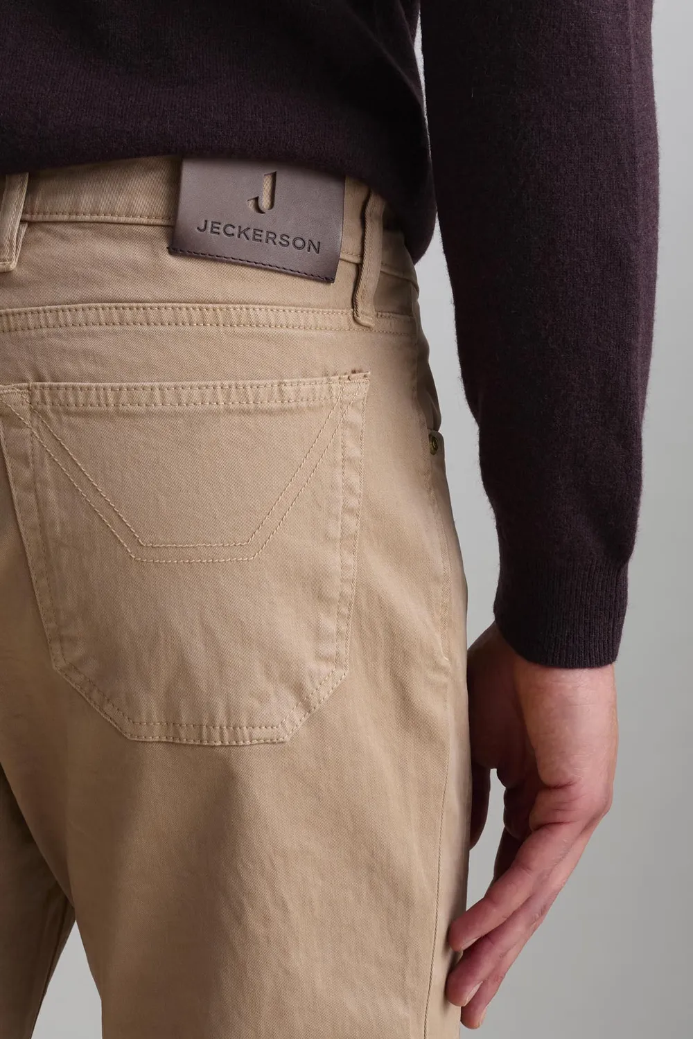 Jeckerson John Toppa Slim Fit Herrenhose Sandbeige Gabardine