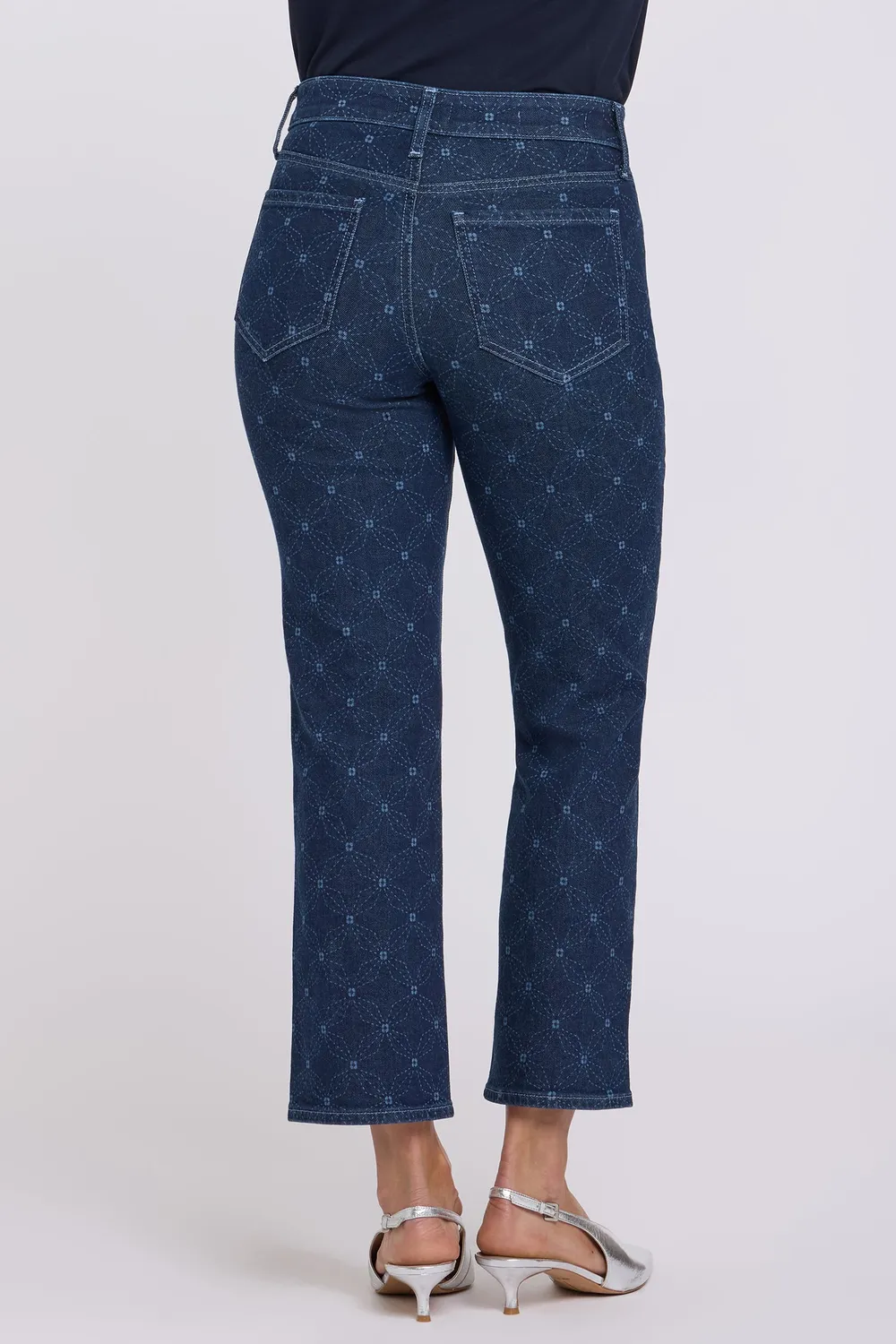 NYDJ Marilyn Straight Ankle Jeans Geo Flower Print