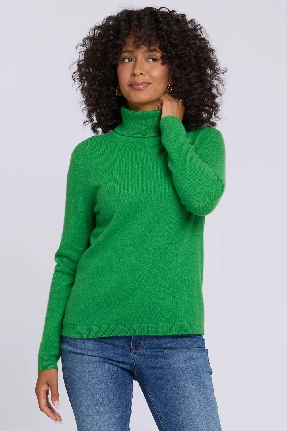 NYDJ Cashmere Essential Turtleneck Sweater Rolli Fern Kaschmir
