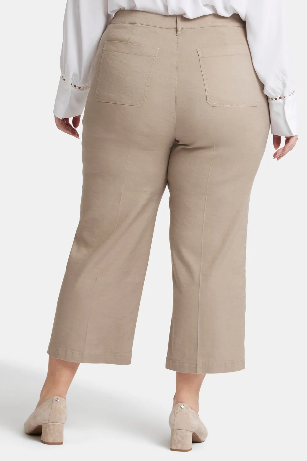 NYDJ Wide Leg Cargo Capri Saddlewood Plus Leinen