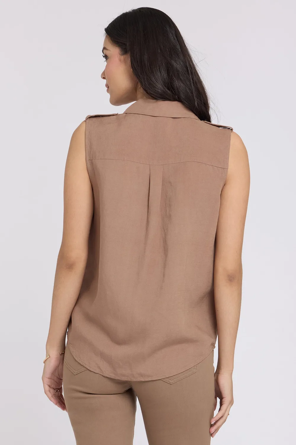 NYDJ Gabrielle ärmellose Bluse Toasted Coconut L