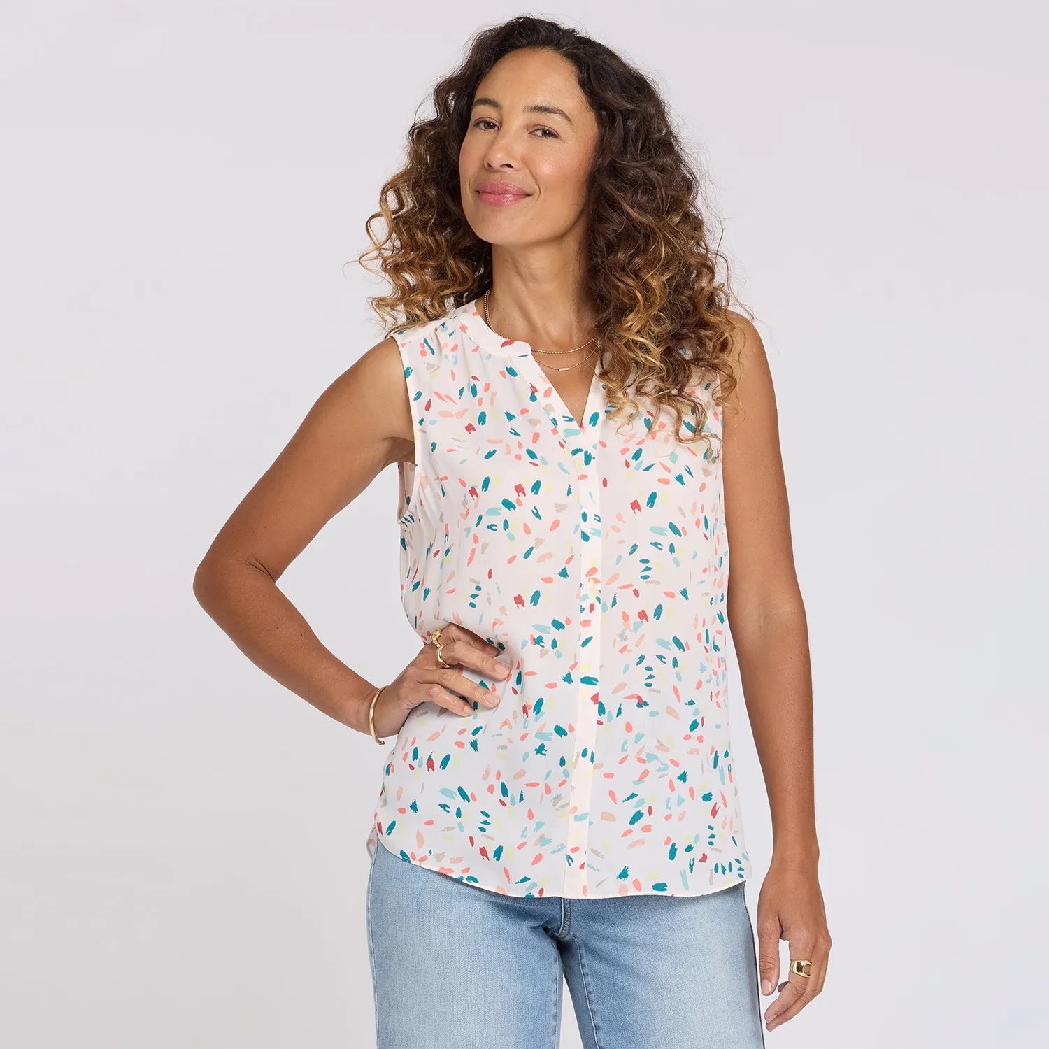 NYDJ Sleeveless Pintuck Bluse Jubilee ärmellos