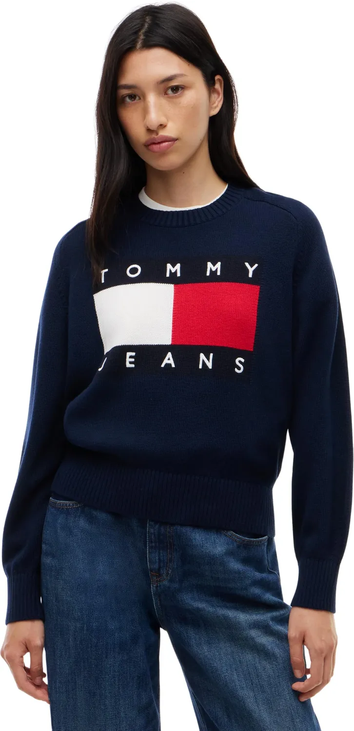 Tommy Jeans Flag DW0DW23450 Pullover Gelb Baumwollmix