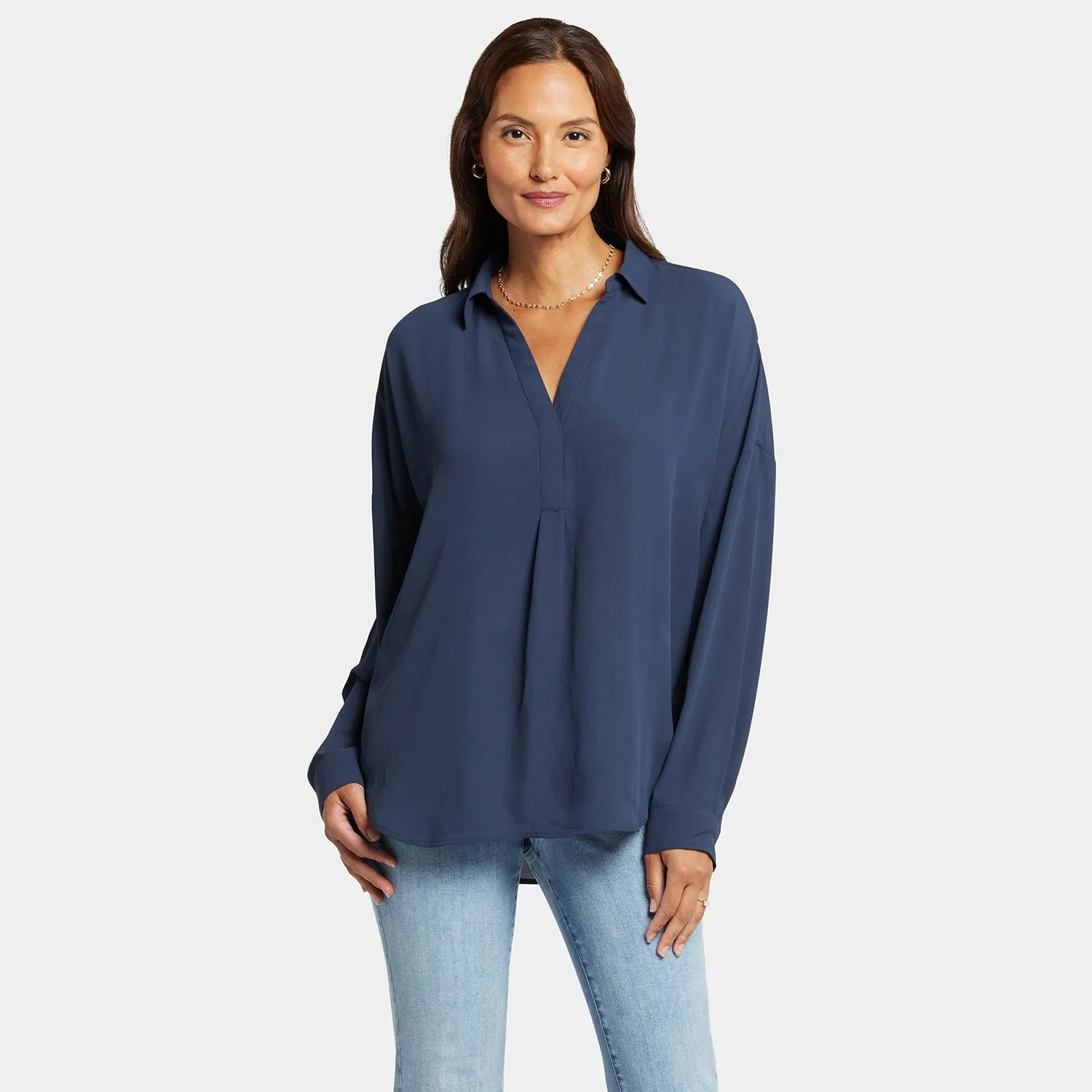 NYDJ Becky Bluse Oxford Navy Georgette