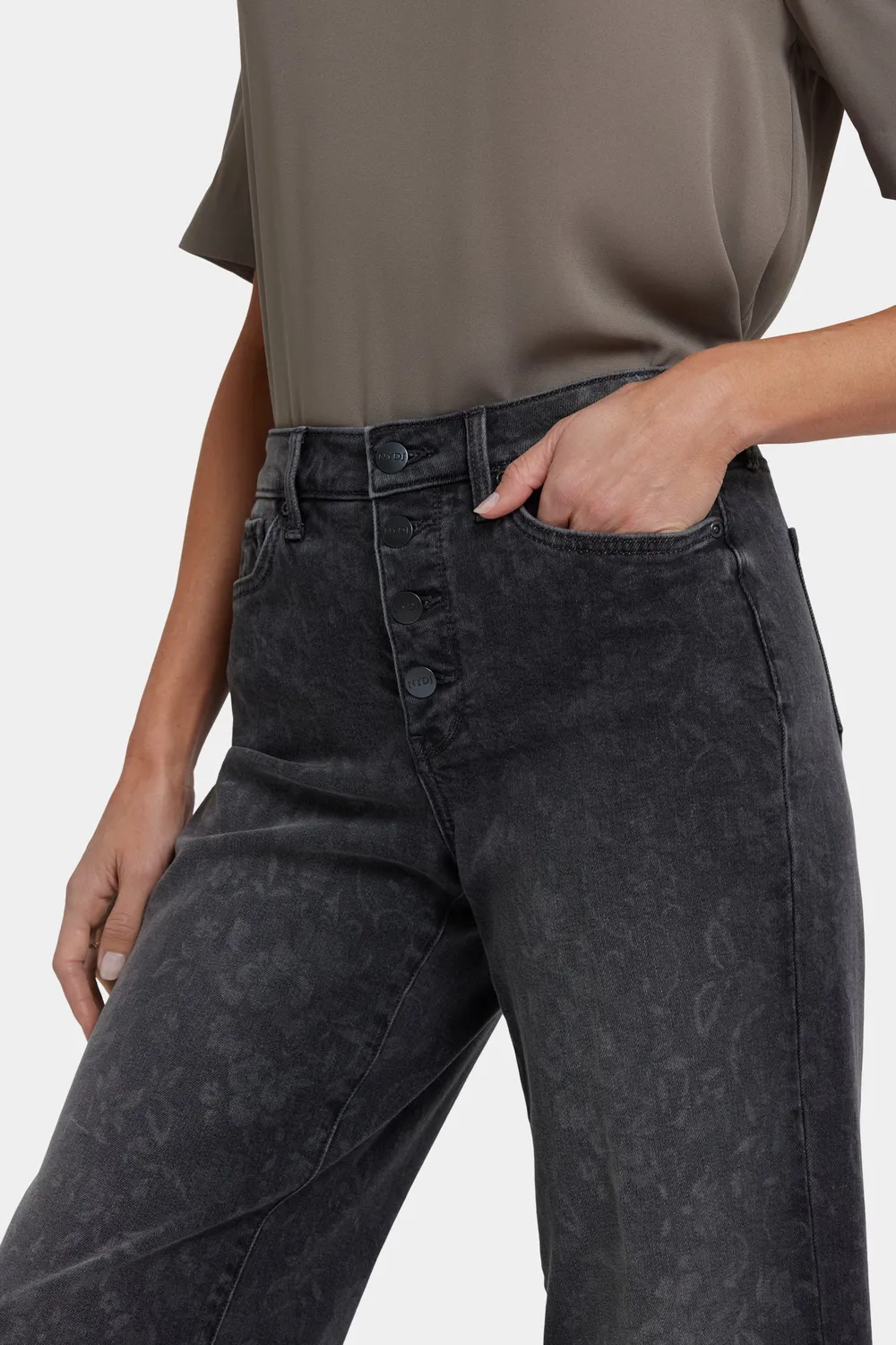 NYDJ Teresa Wide Leg Ankle Jeans Grey Province