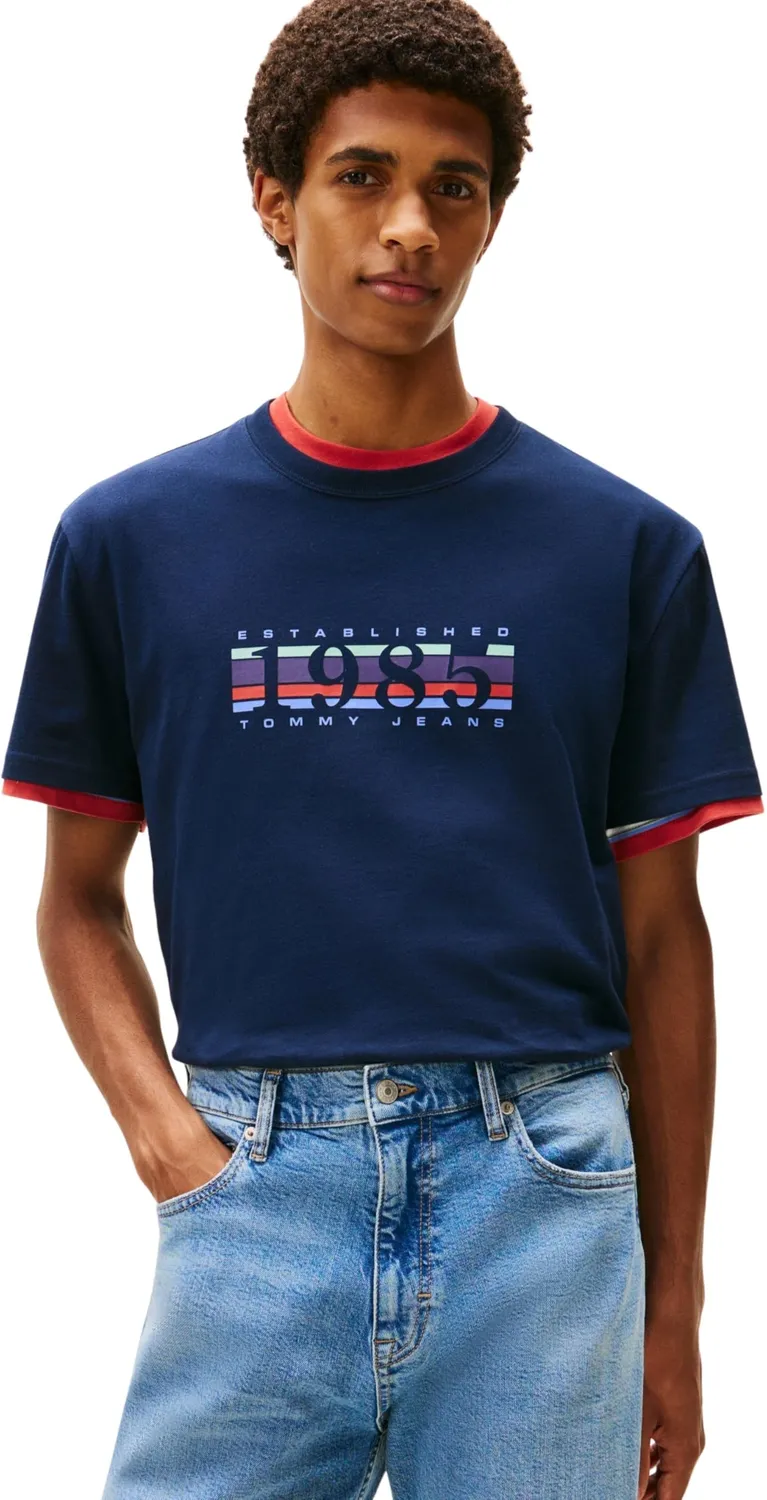 Tommy Jeans S/S T-Shirt Herren Kurzarm Baumwolle weiß