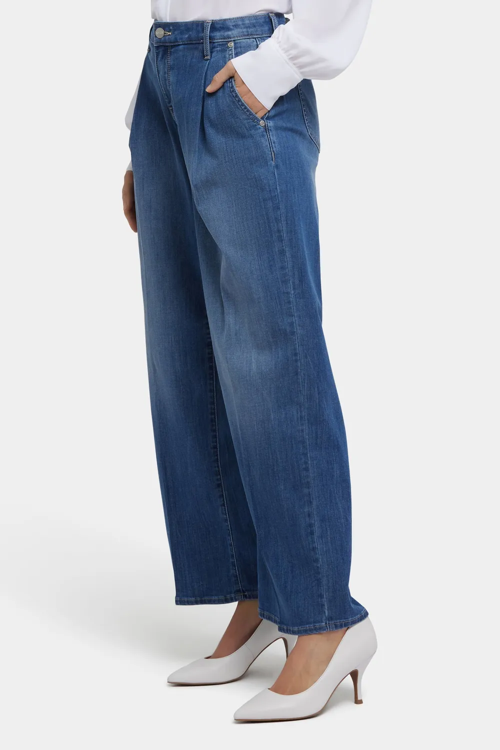 NYDJ Teresa Wide Leg Ankle Jeans Romantic Indigo mit Falten