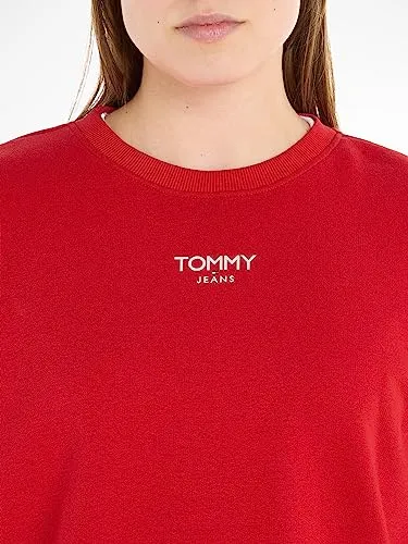 Tommy Jeans Damen Sweatshirt Cropped Rot M Logo