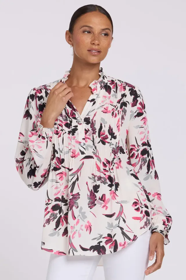 NYDJ Pleated Front Tunika Starlight Garden Rüschen