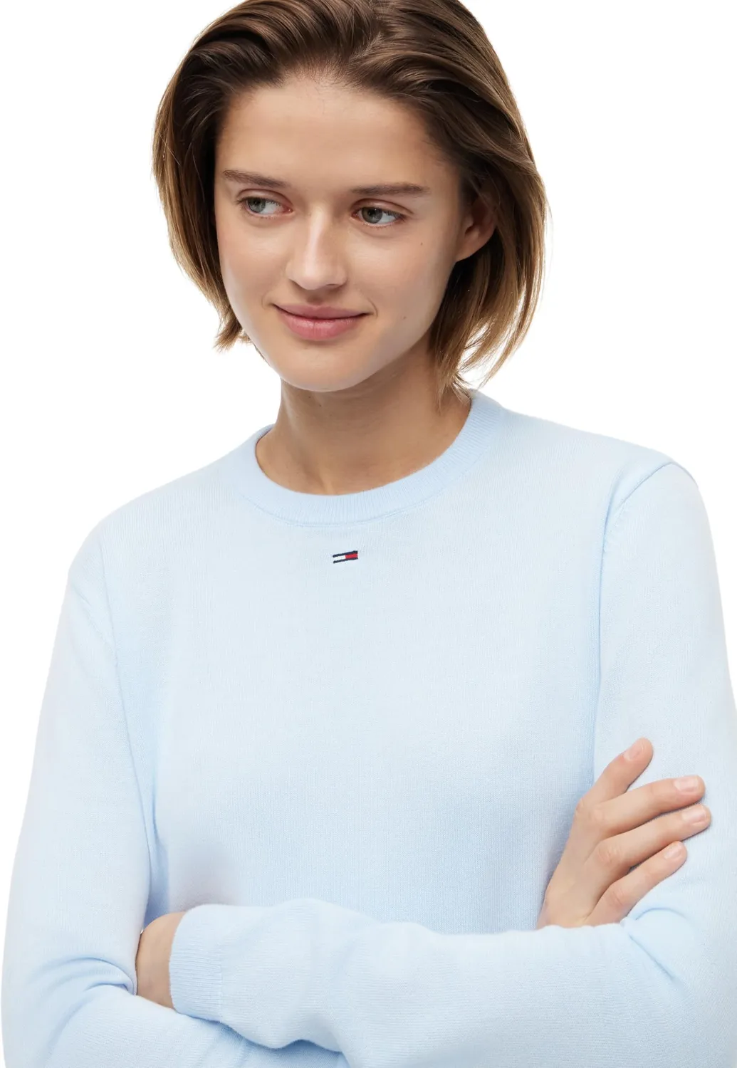 Tommy Jeans Essential Crew DW0 Baumwollpullover L Blau Rundhals