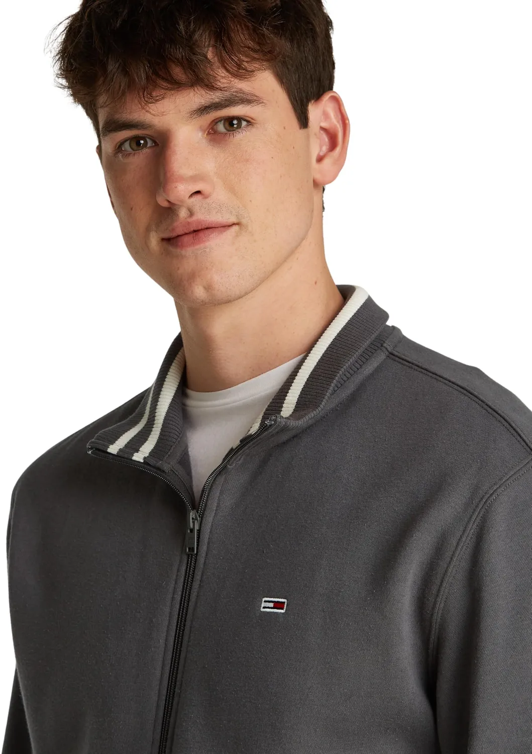 Tommy Jeans Fleece Zip Thru Sweatjacke Washed Black Regular