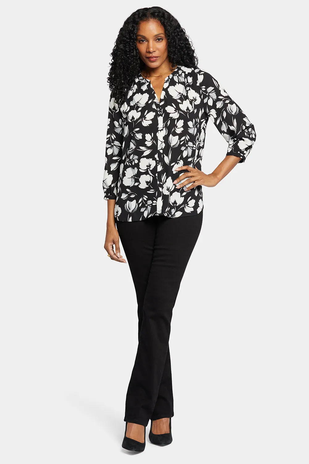 NYDJ Pintuck Bluse Bellefontaine 3/4-Arm recycelt
