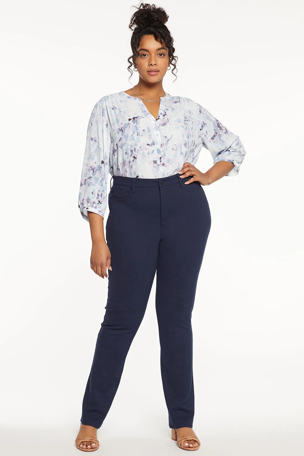 NYDJ Marilyn Hose Plus Oxford Navy Gerades Bein