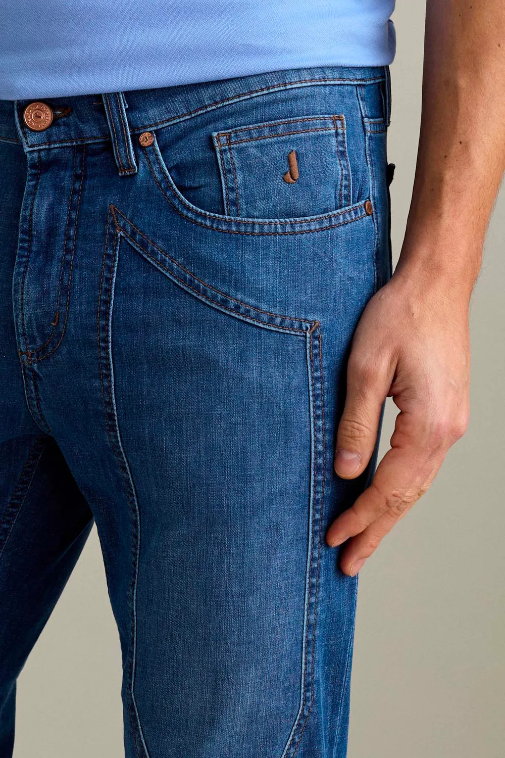 Jeckerson John Slim Fit Jeans Mittelblau Denim