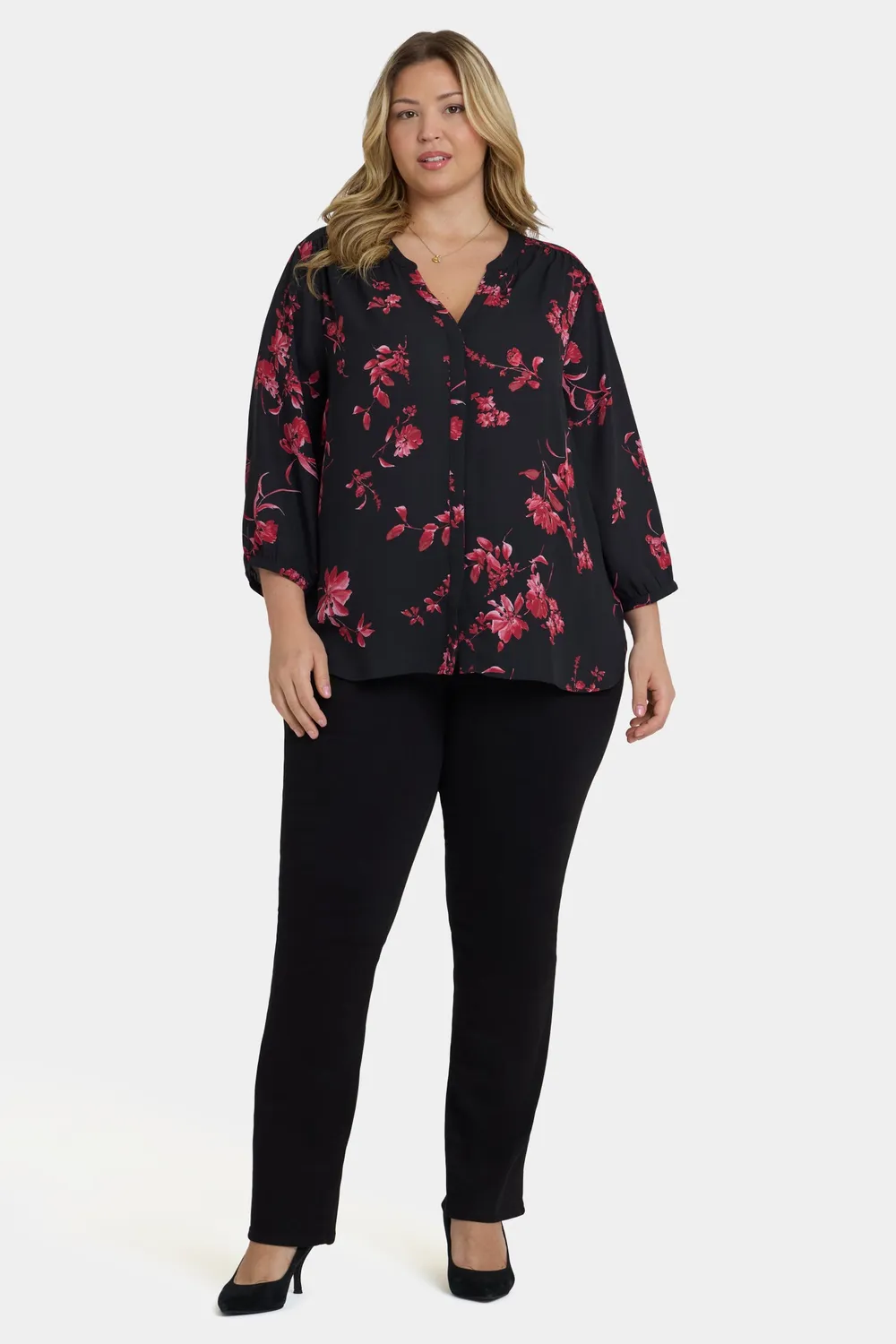 NYDJ Pintuck Bluse Plus Size Vivienne Floral