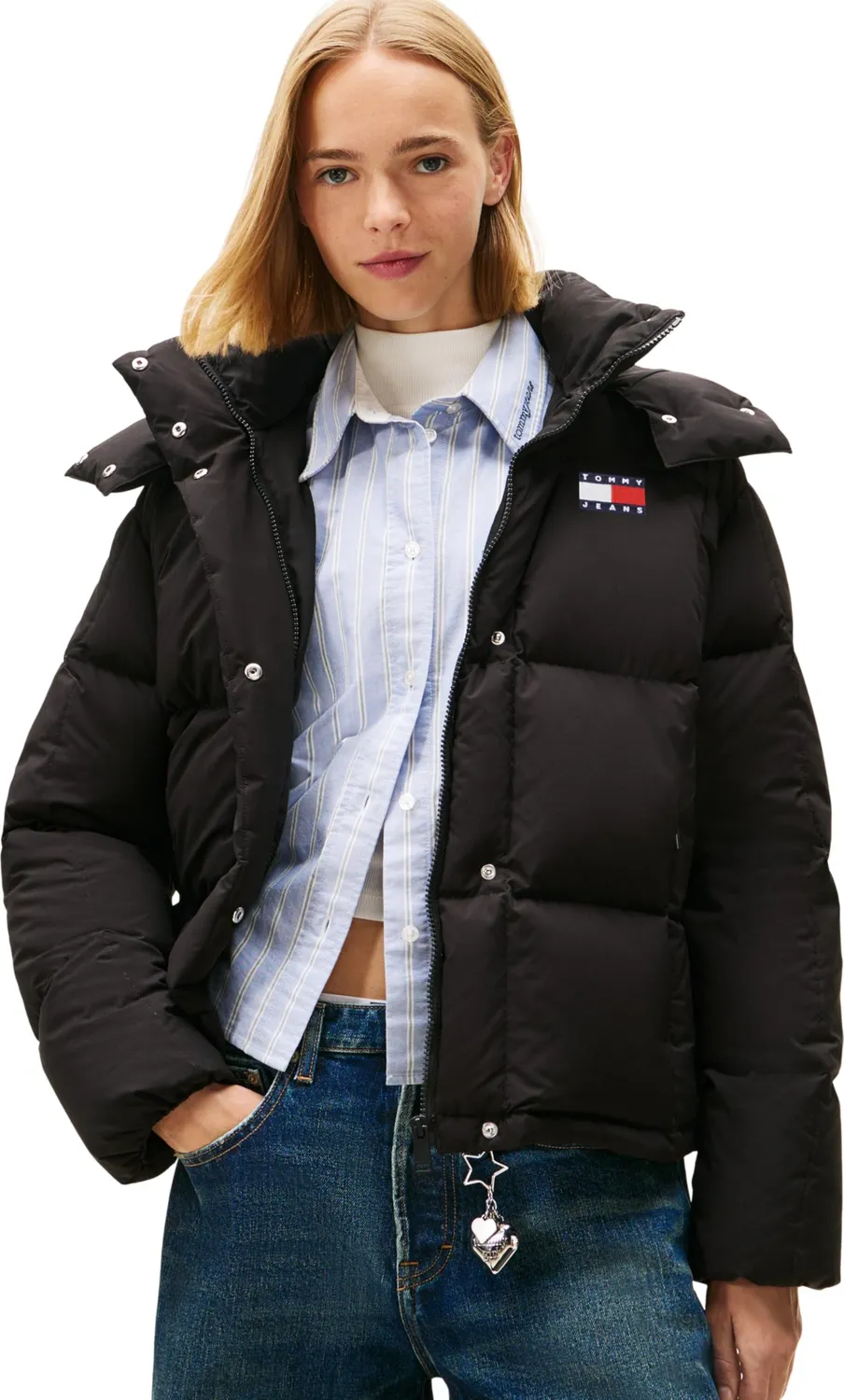 Tommy Jeans Alaska Grid Down Pufferjacke Schwarz M