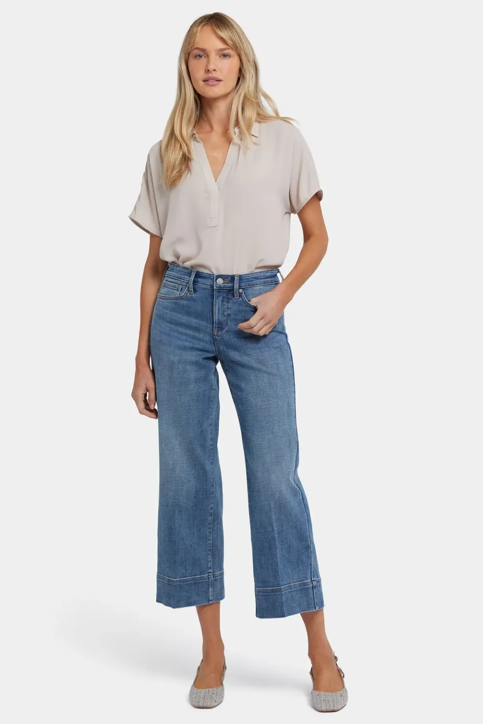 NYDJ Teresa Wide Leg Ankle Jeans Majorca Bay mittelblau
