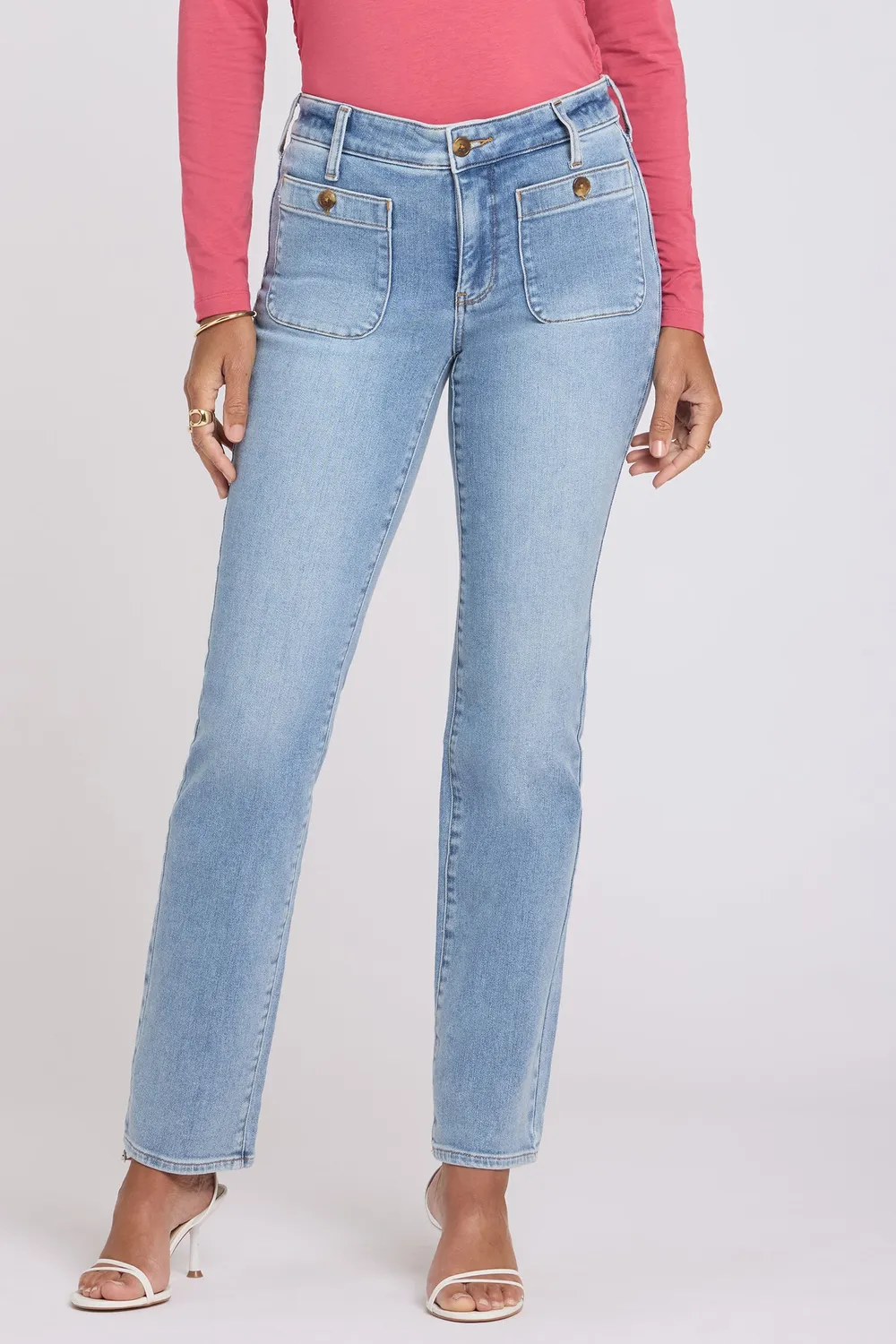 NYDJ Marilyn Straight Jeans Mist Springs Blau