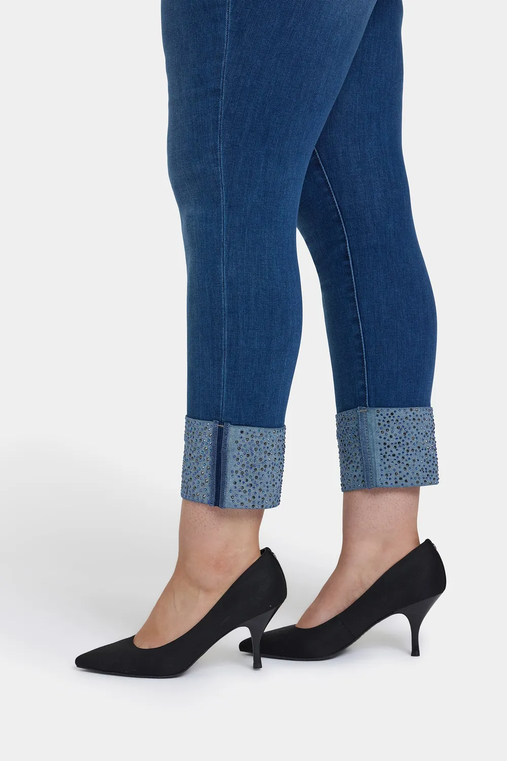 NYDJ Sheri Slim Ankle Jeans Plus Vintage Lapis mit Strass