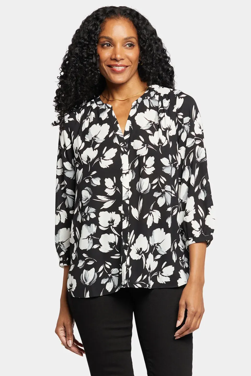 NYDJ Pintuck Bluse Bellefontaine 3/4-Arm recycelt