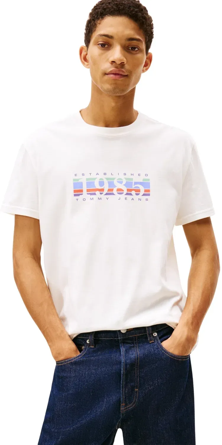 Tommy Jeans S/S T-Shirt Herren Kurzarm Baumwolle weiß