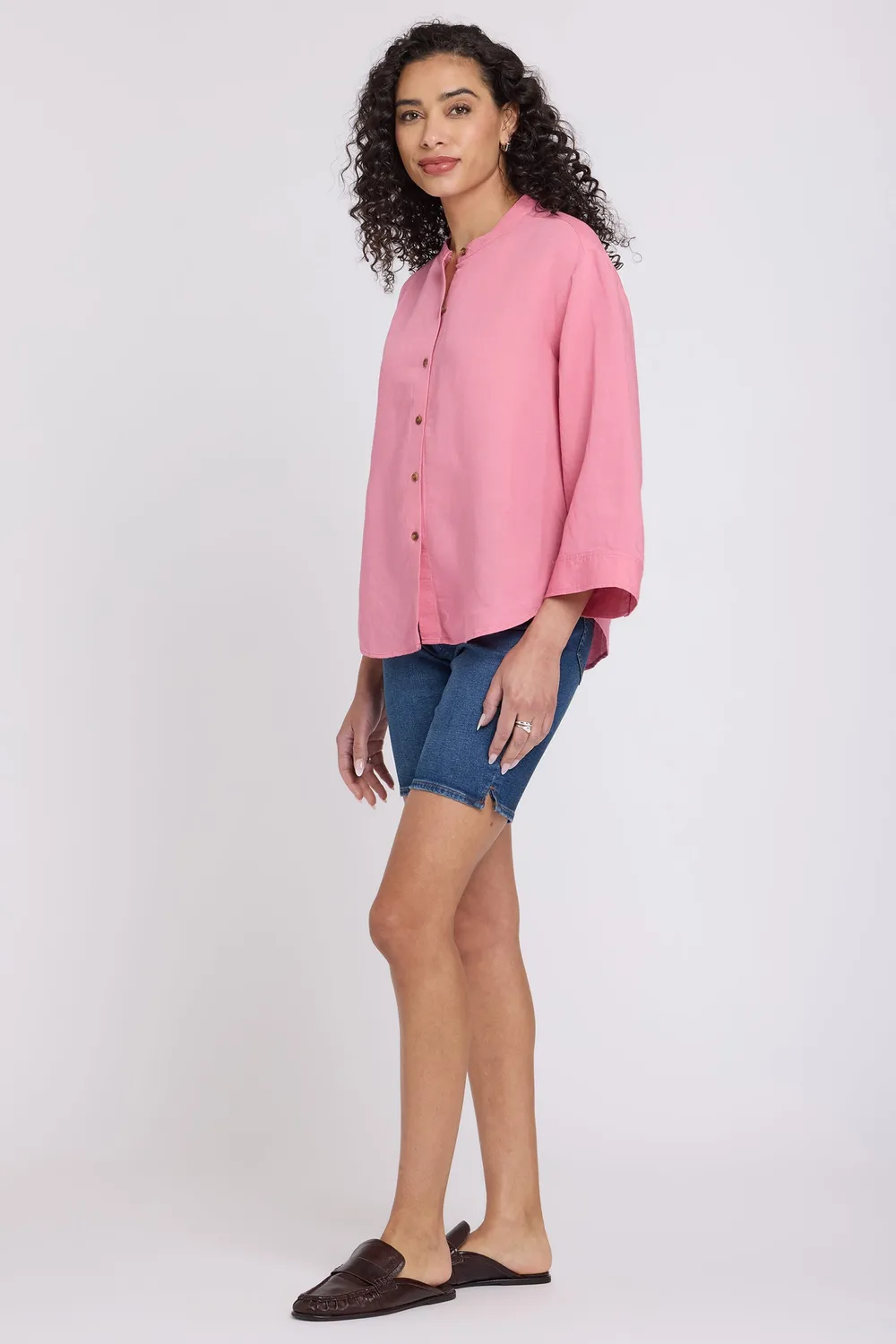 NYDJ Maggie Oversize Blouse Bluse Desert Rose Leinen