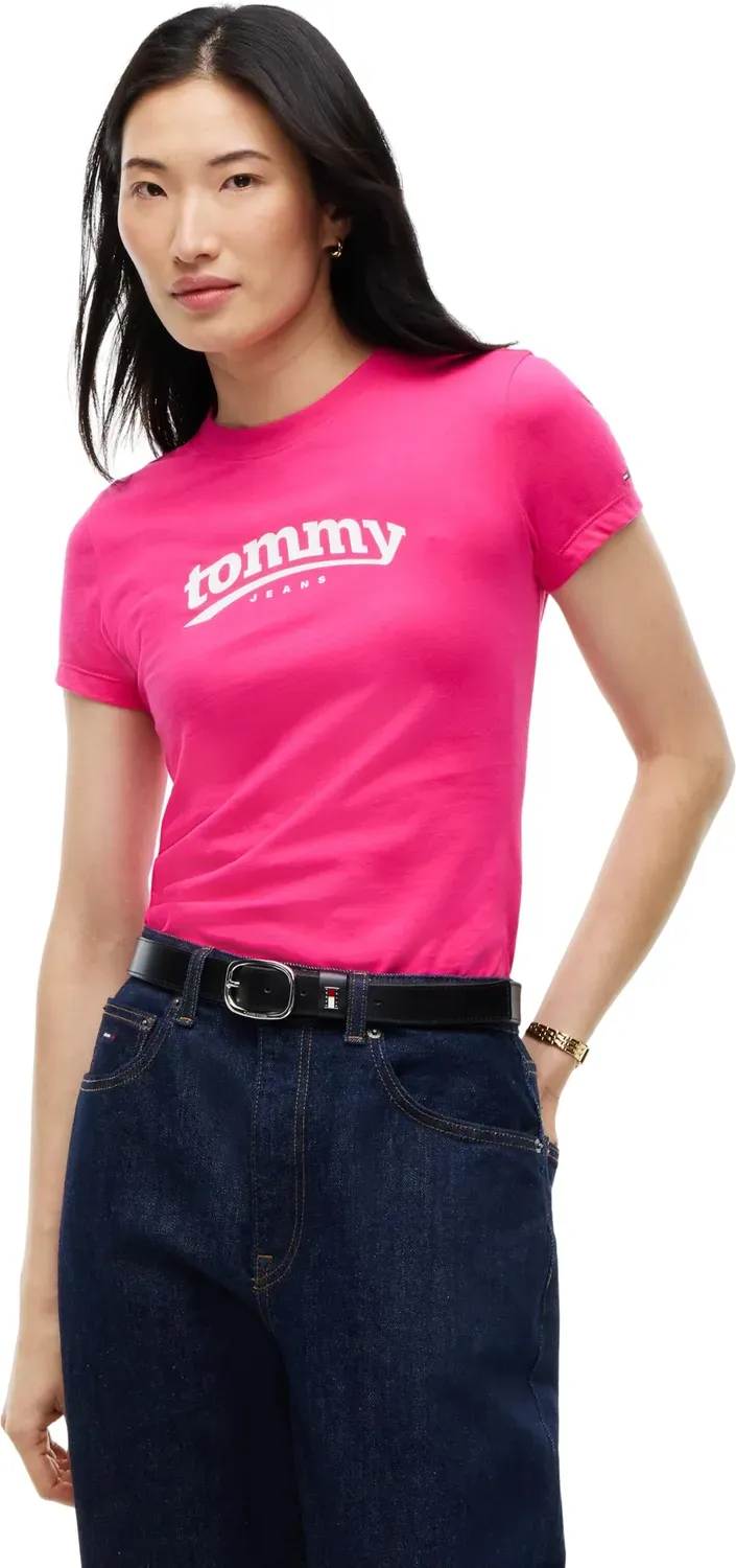 Tommy Jeans Slim ESS Logo Kurzarmshirt Baumwolle