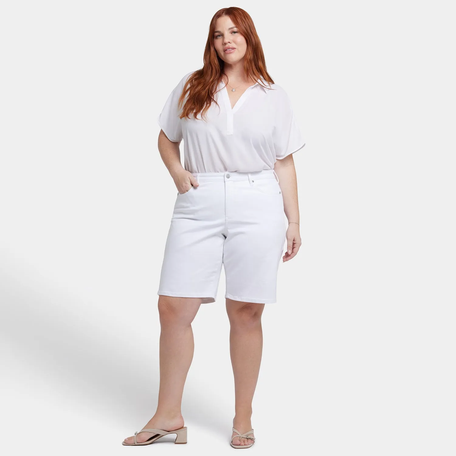 NYDJ Lilly Denim Shorts Plus Optic White