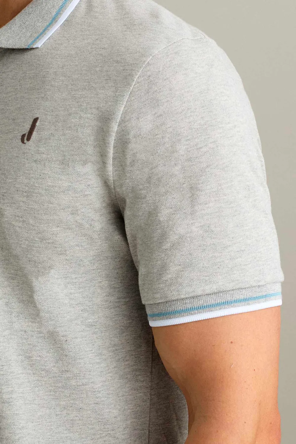 Jeckerson Polo Poloshirt grau Kurzarm Melange Piquet