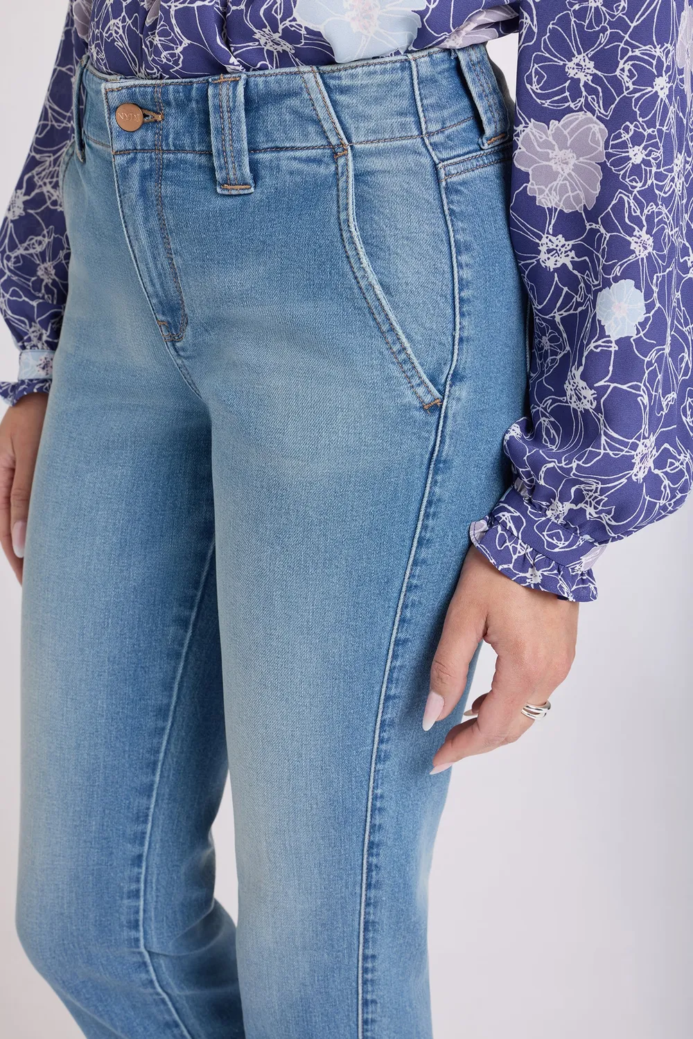 NYDJ Sheri Slim Straight Ankle Jeans Port Sea Blau