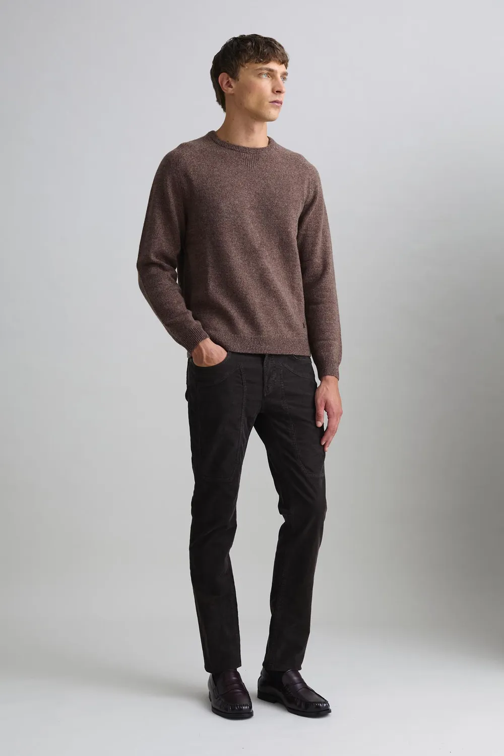Jeckerson Girocollo Raglan Pullover braun Wolle