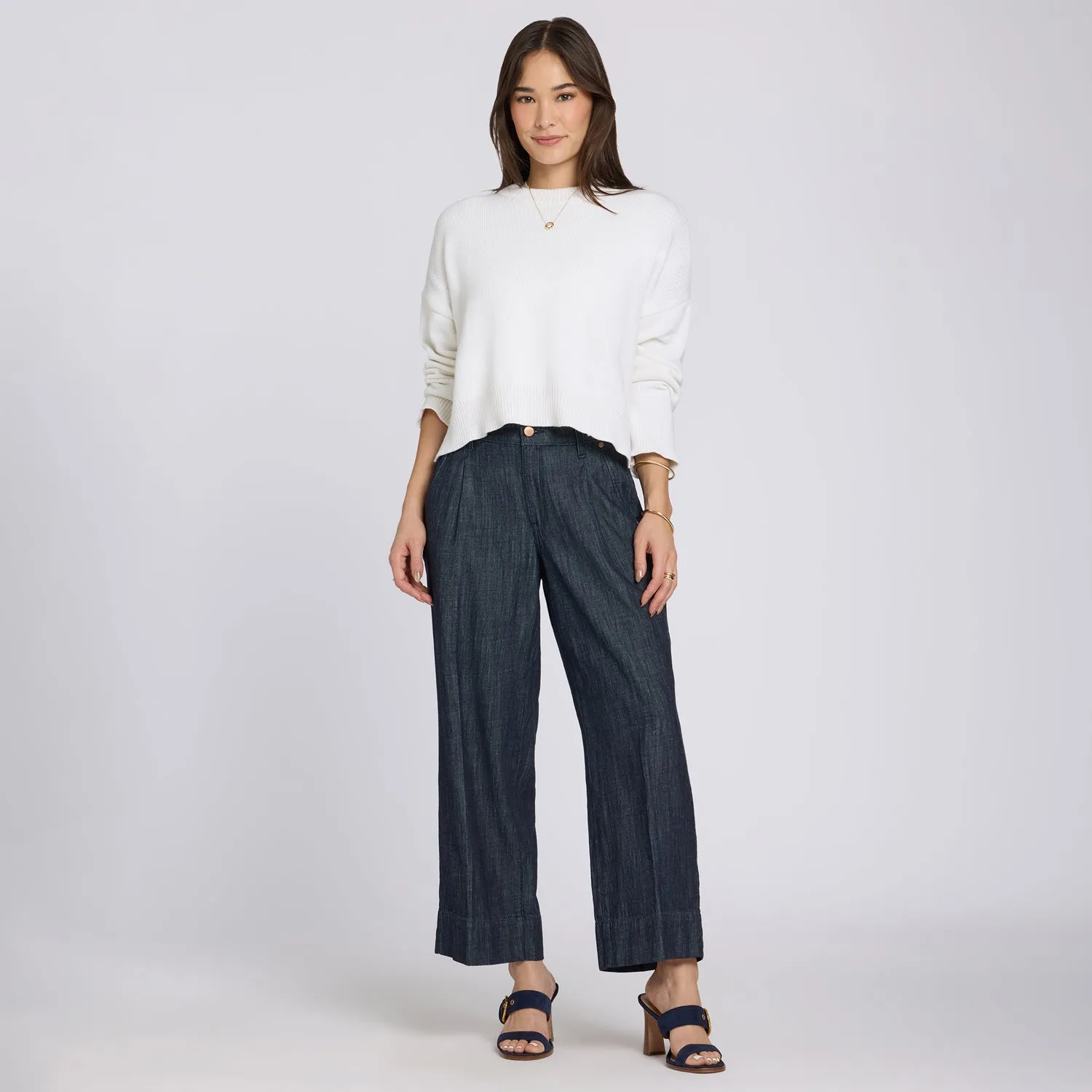 NYDJ Teresa Wide Leg Ankle Jeans Dark Indigo