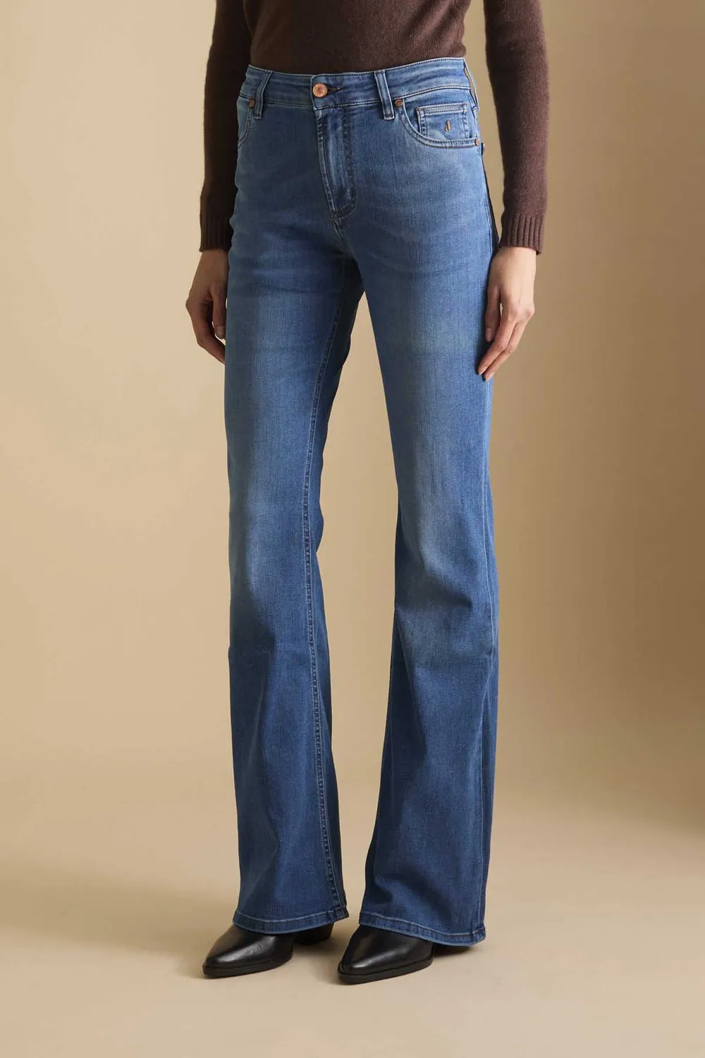 Jeckerson Jennifer Jeans Damen mittelblau Flared Stretch