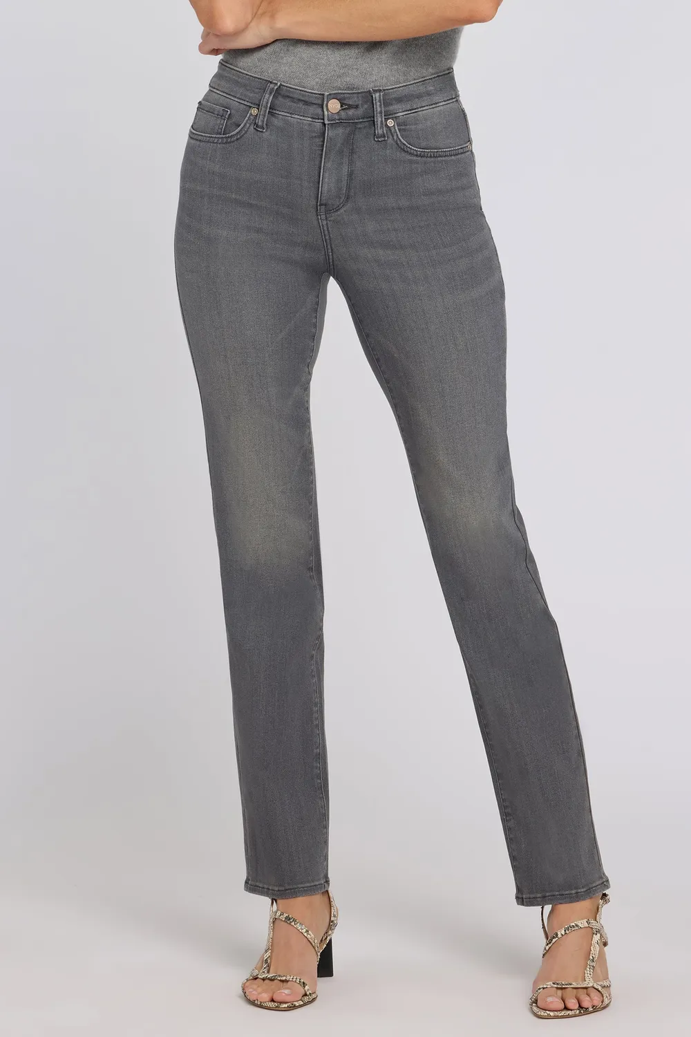 NYDJ Marilyn Straight Jeans Dusty Ash Grau stretch