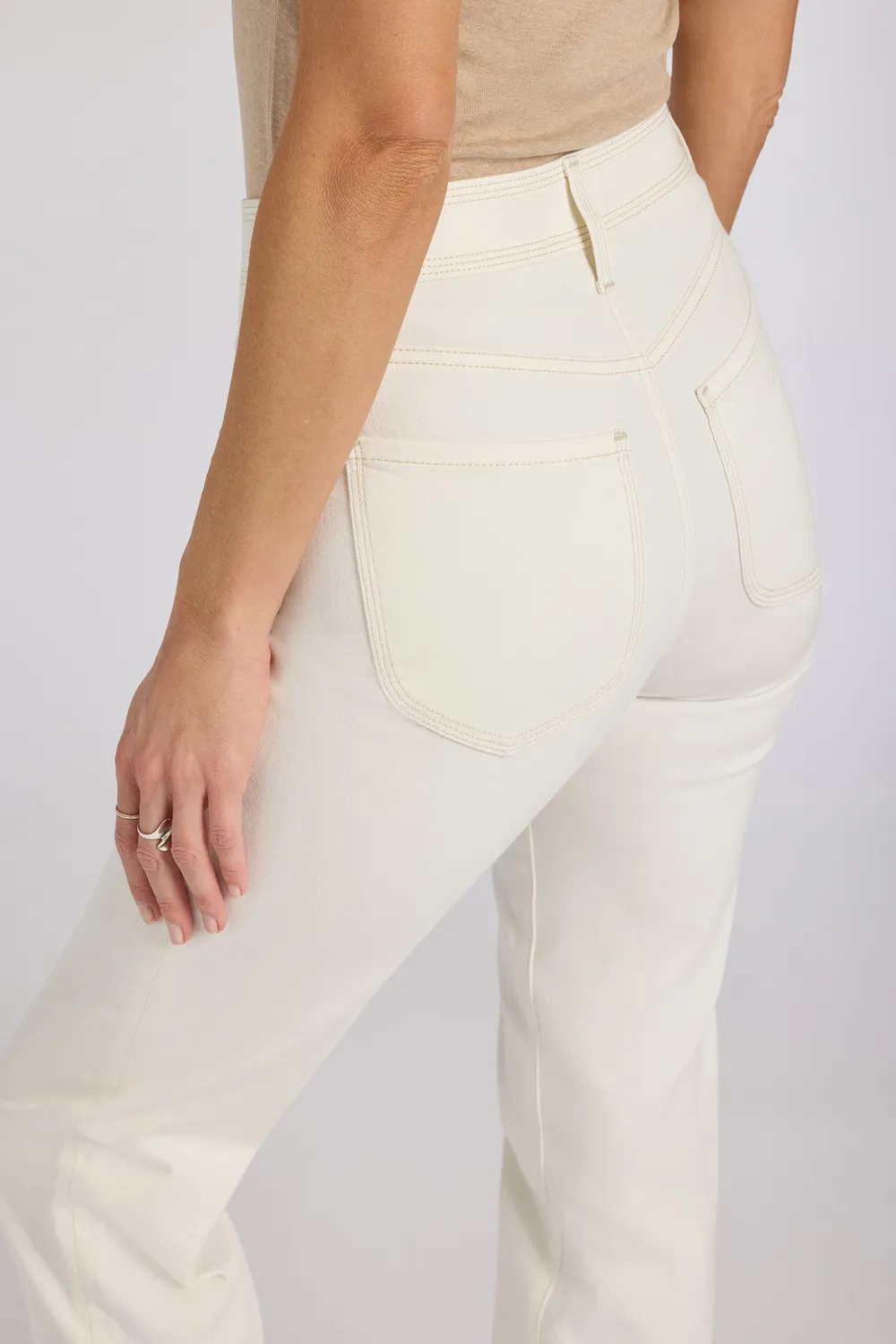NYDJ Marilyn Straight Jeans Vintage White Petite High Rise