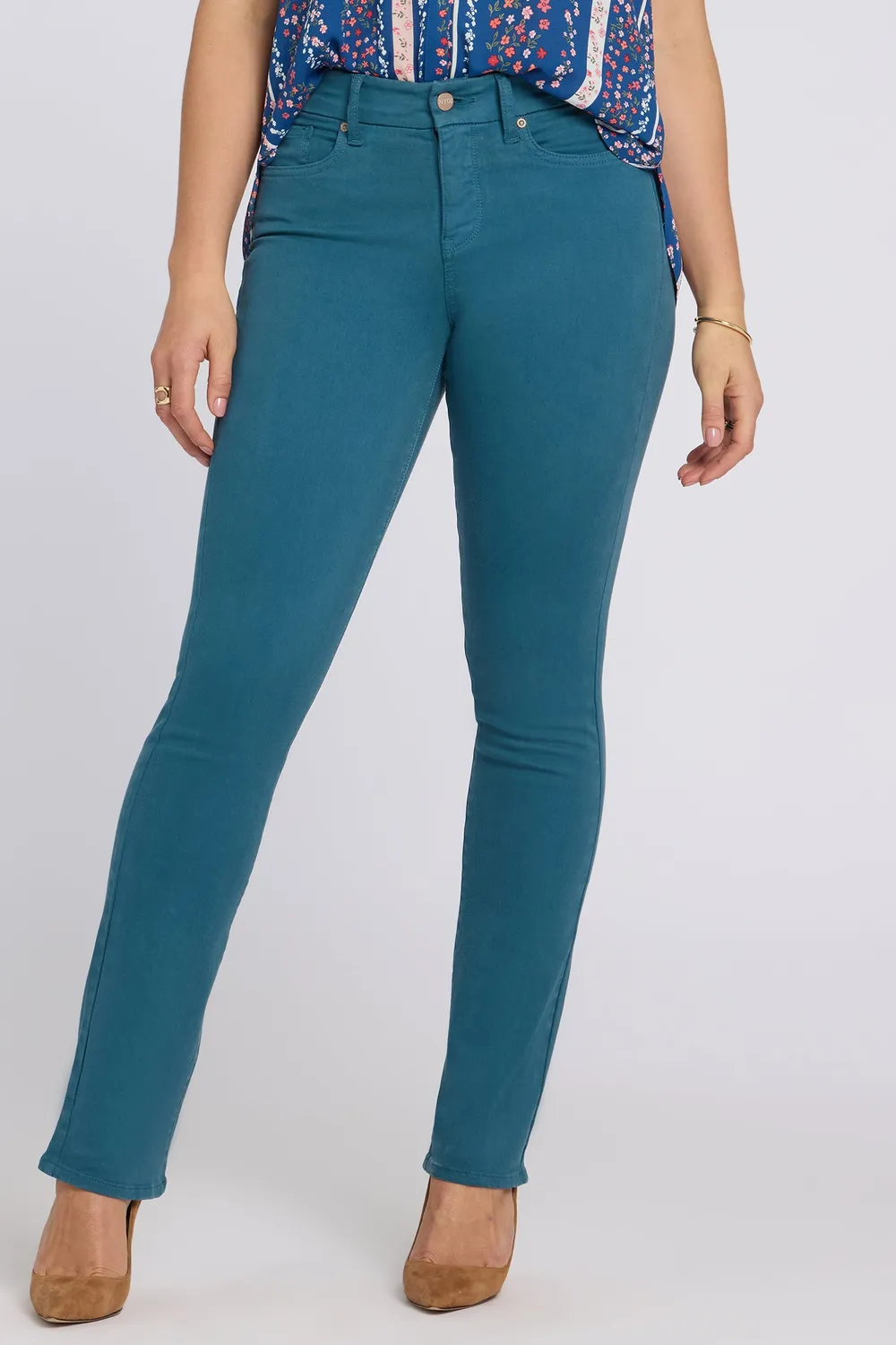 NYDJ Waist-Match Marilyn Straight Jeans Blue Lake gerade