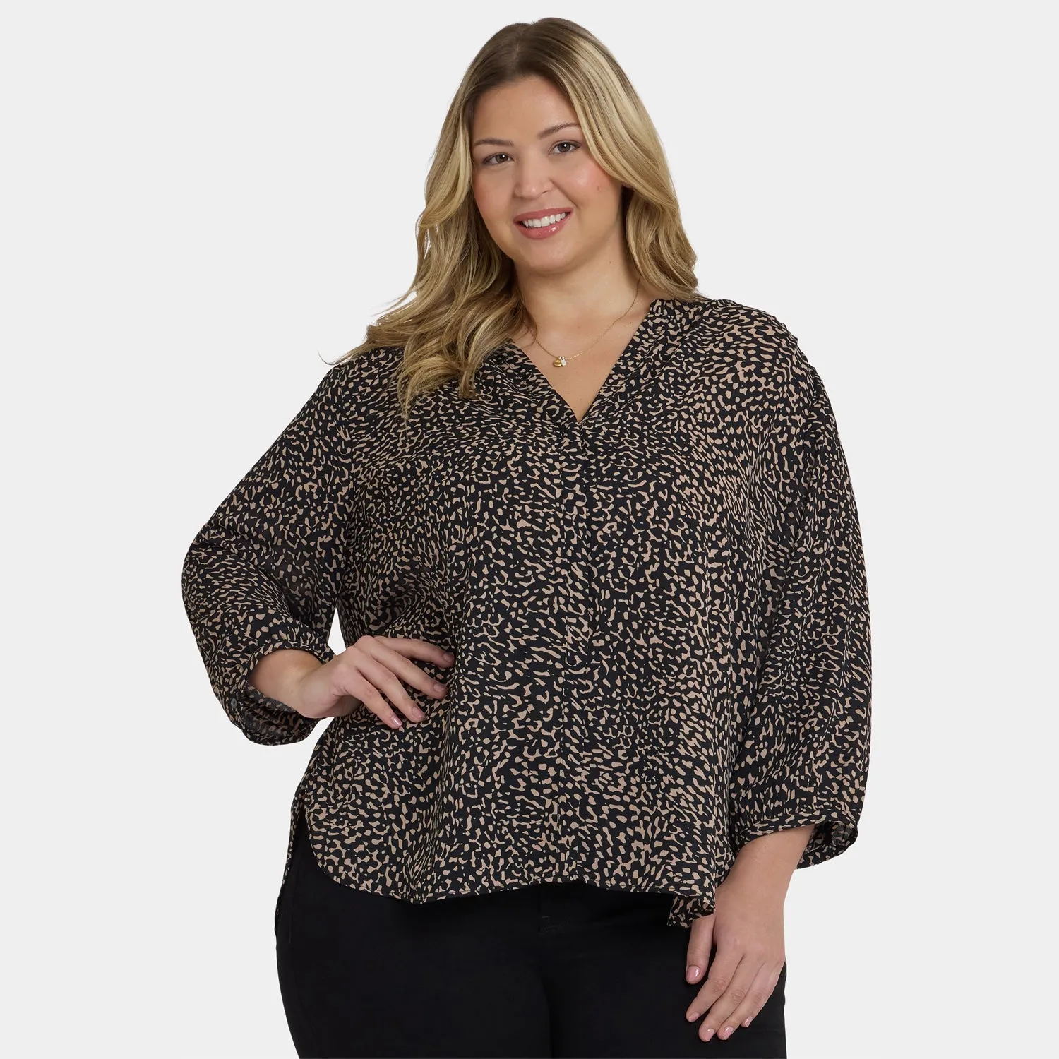 NYDJ Pintuck Bluse Plus Camille le Vie 3/4 Arm