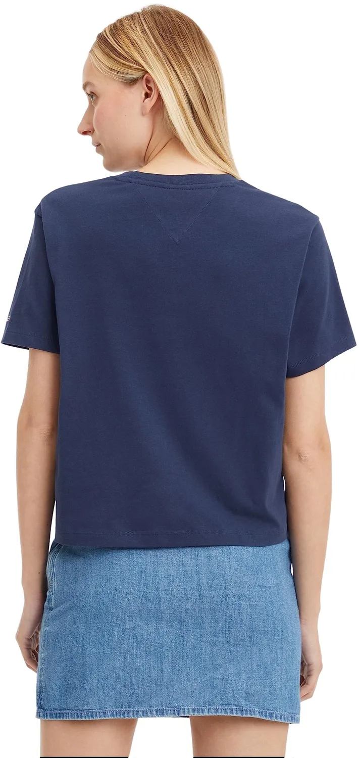 Tommy Jeans Serif Linear Tee Damen T-Shirt XL Twilight Navy