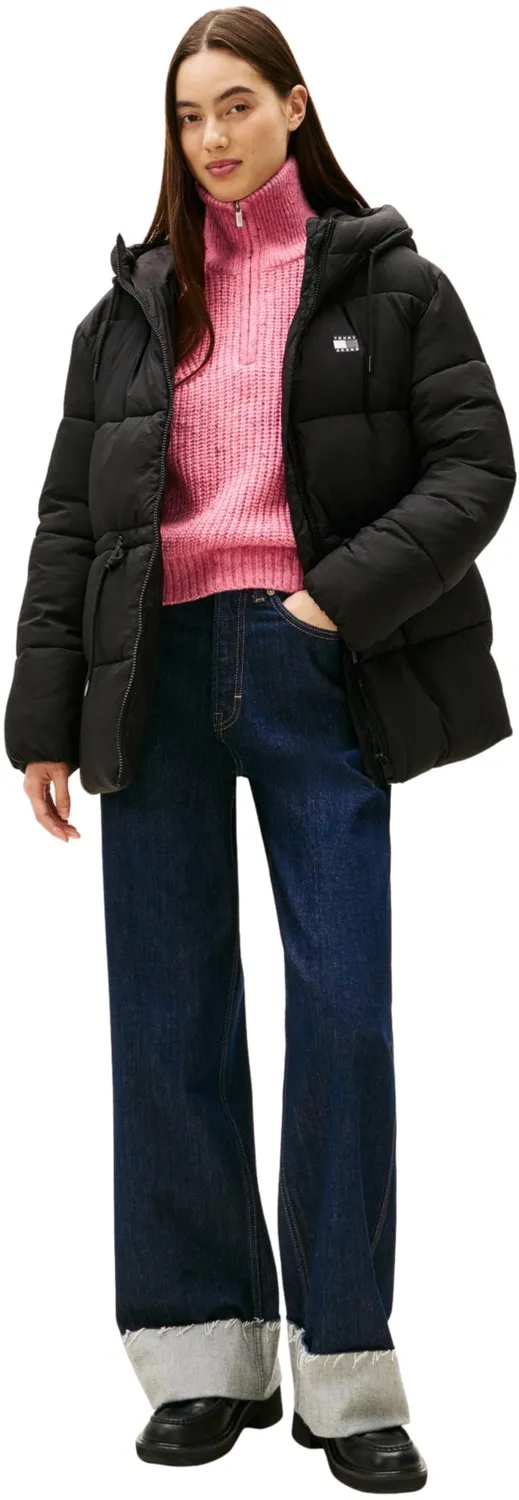Tommy Jeans Midi Pufferjacke Damen mit Kapuze gesteppt