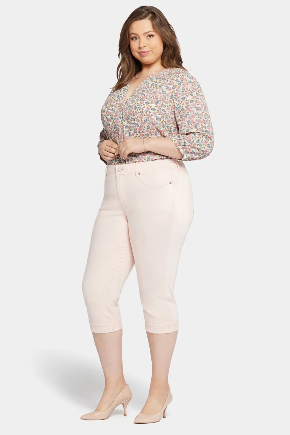NYDJ Marilyn Straight Crop-Jeans Pink Dusk Plus Size