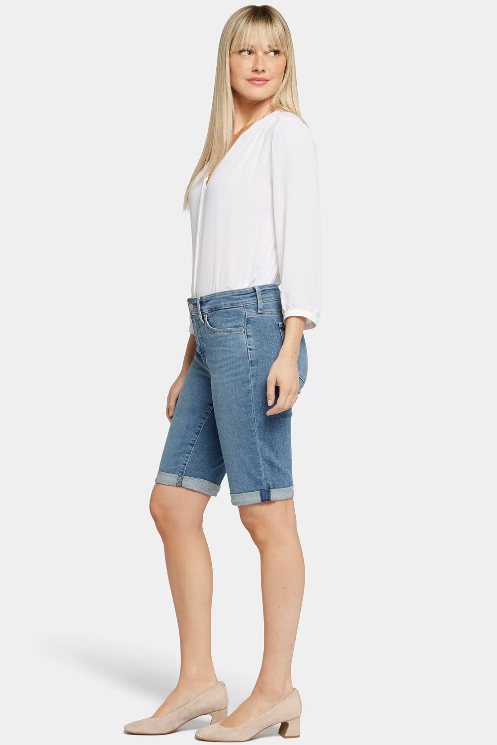 NYDJ Briella 11 Inch Denim-Shorts Heyburn Wash mit Umschlag