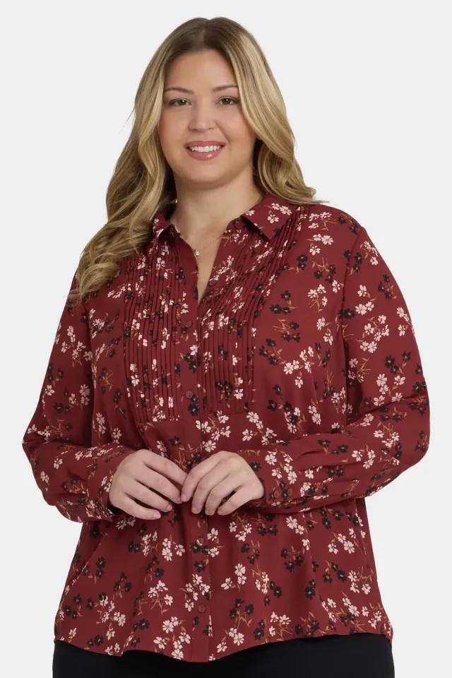 NYDJ Tuxedo Bluse Plus Bienvenue Rotblumig